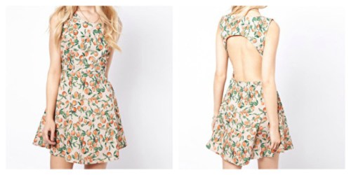 Asos fruit print open back dress