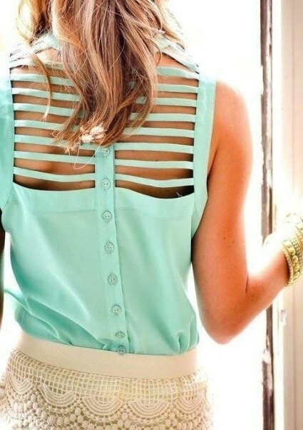 mint green cutout top