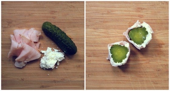 Healthy Snacks - Pickles, Goat Cheese, Turkey