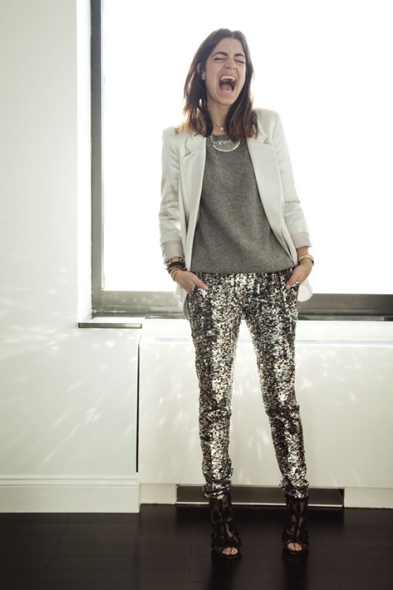 silver sequin pants - Man Repeller