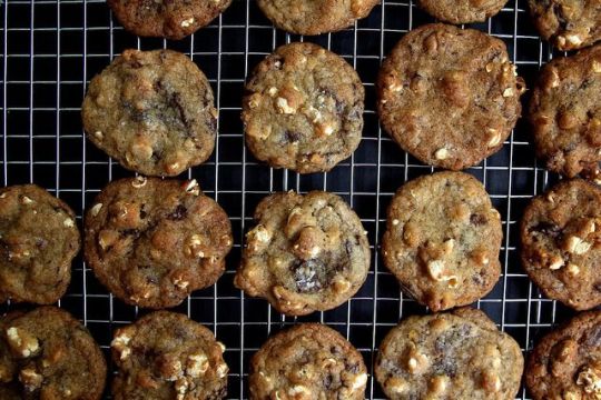 Super Bowl snacks - popcorn chocolate chip cookies