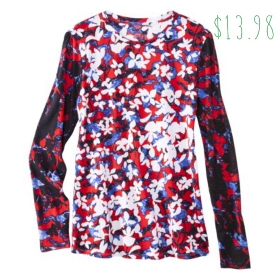 Peter Pilotto for Target red floral long sleeve t shirt